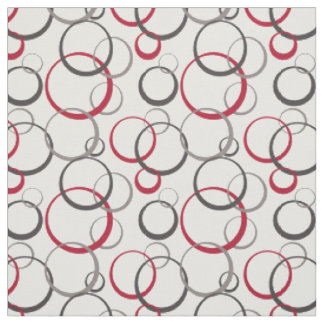 Grått Burgundy Red Ringar Modern Geometric Mönster Tyg