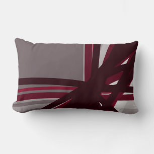 Grått Burgundy & White Artistic Abstrakt Linear Lumbarkudde