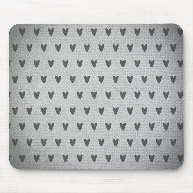 Grått Burlap Whimsical Hearts Rustic Farmhouse Musmatta (Framsidan)