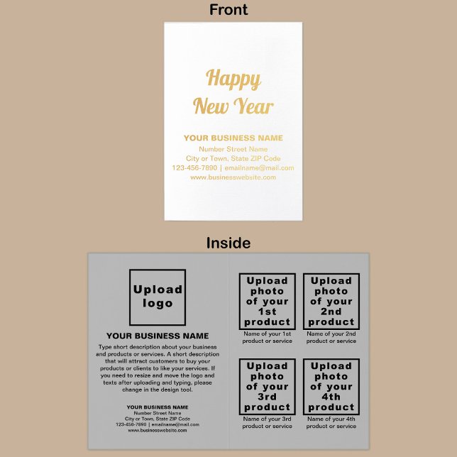 Grått Business Brand på nyårskort Folierat Kort (Gray business brand with products or services on New Year folded foil card.)