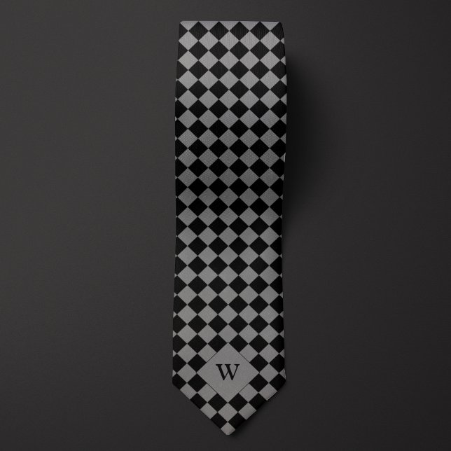 Grått Business Checkded Monogram Slips (Skapare uppladdad)