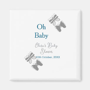 Grått-butterflublått babydusch baby modern text magnet