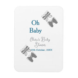 Grått-butterflublått babydusch baby modern text magnet