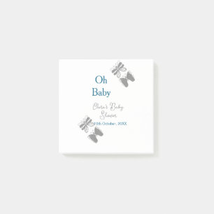 Grått-butterflublått babydusch baby modern text post-it block