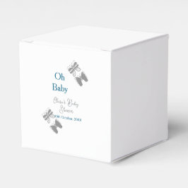 Grått-butterflublått babydusch baby modern text presentaskar