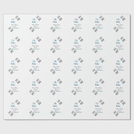 Grått-butterflublått babydusch baby modern text presentpapper