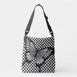 Grått Butterfly Classic Checker Kor Body Tote Bag Axelväska