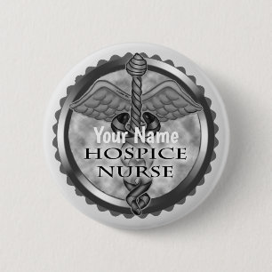 Grått caduceus Hospice Nurse Knapp