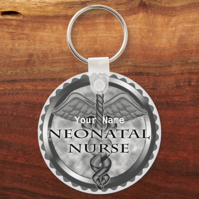 Grått caduceus Neonatal Nurse Nyckelring (Framsida)
