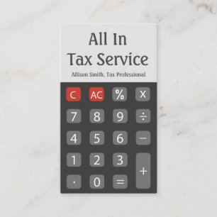 Grått Calculator Tax Service Visitkort