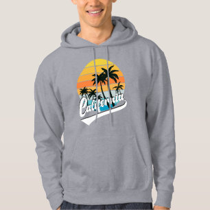 Grått California Retro Sunset Hoodie