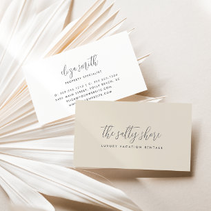 Grått Calligraphy-skript med enkel Elegant Visitkort