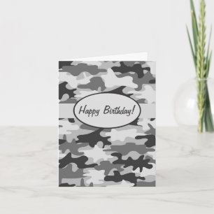 Grått Camo Camouflage Grattis på födelsedagen Anpa Kort