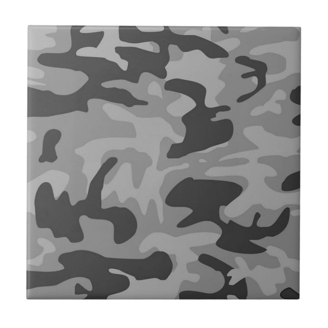 Grått Camo Grått Camouflage Mönster Kakelplatta (Framsidan)