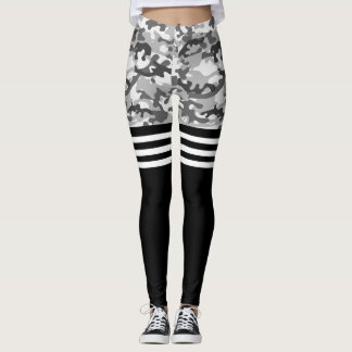 Grått camo och vit trippel rand leggings