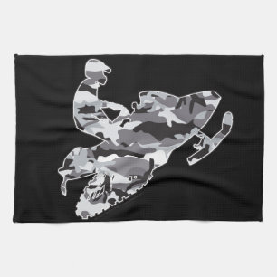 Grått Camoflage Snowmobiler Kökshandduk