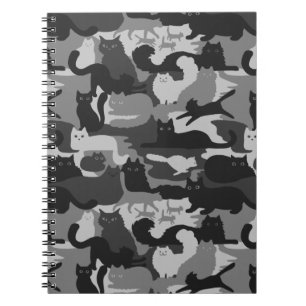 Grått Camouflage Cats Mönster Grått Kattunge Camo Anteckningsbok