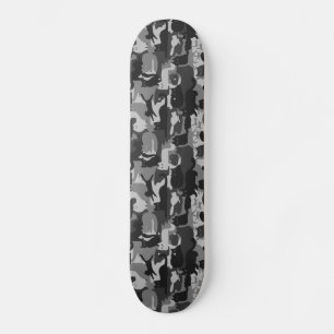 Grått Camouflage Cats Mönster Grått Kattunge Camo Mini Skateboard Bräda 18,5 Cm
