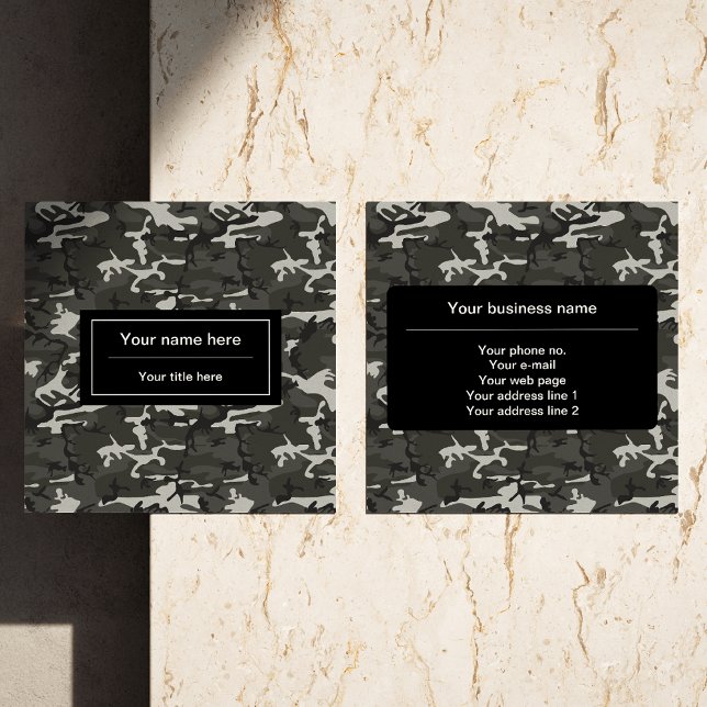 Grått Camouflage Mönster, Militära Mönster, armén Fyrkantigt Visitkort (Skapare uppladdad)