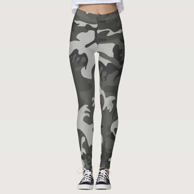 Grått Camouflage Mönster, Militära Mönster, armén Leggings (Framsida)