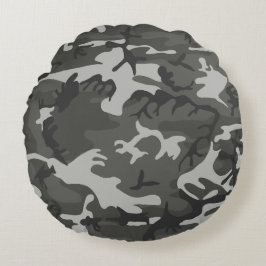 Grått Camouflage Mönster, Militära Mönster, armén Rund Kudde