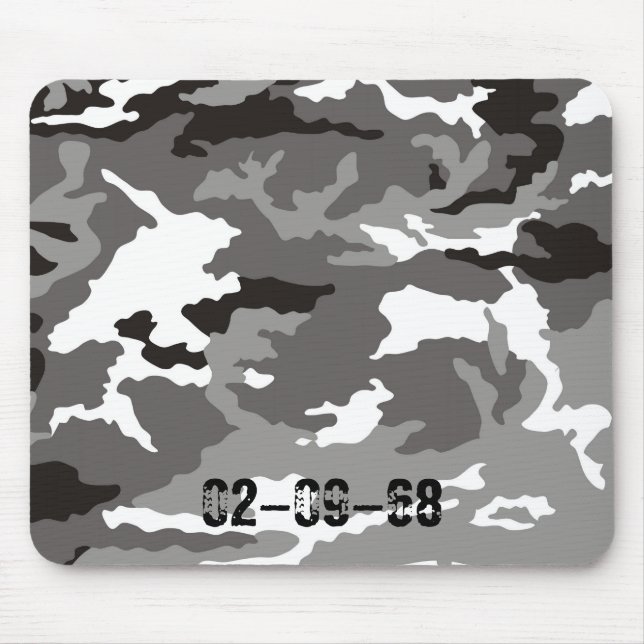 Grått camouflage mönster musmatta (Framsidan)