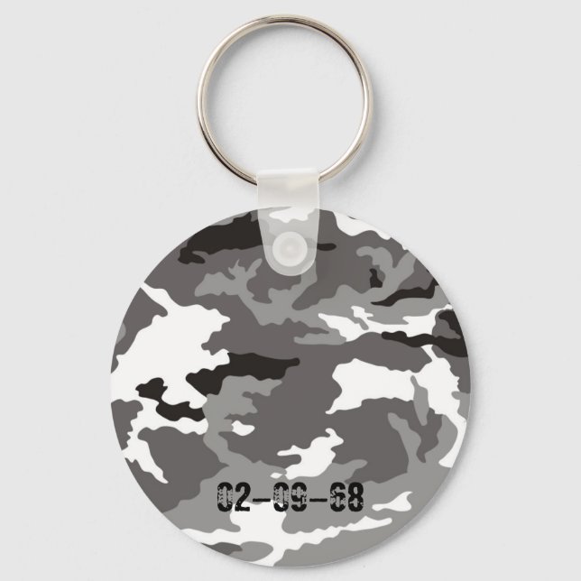Grått camouflage mönster nyckelring (Framsida)