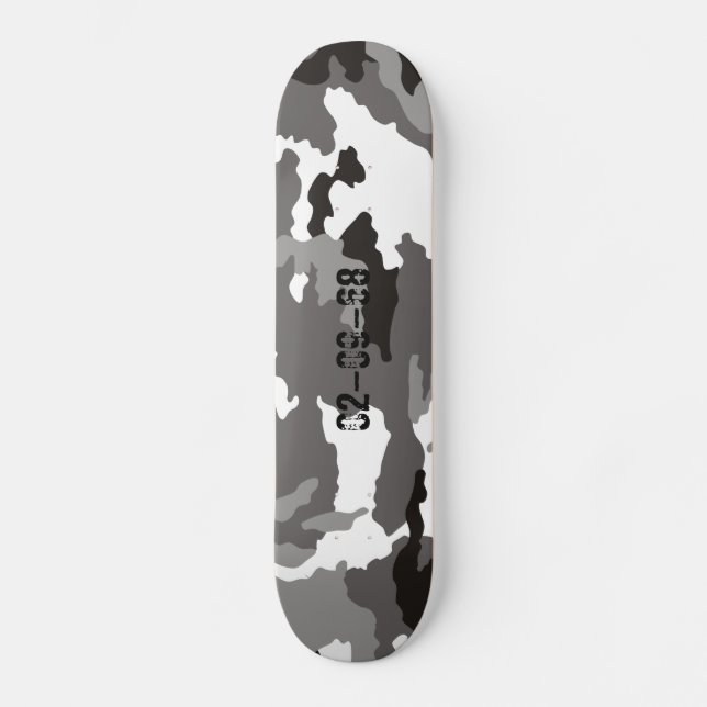 Grått camouflage mönster old school skateboard bräda 21,6 cm (Framsida)