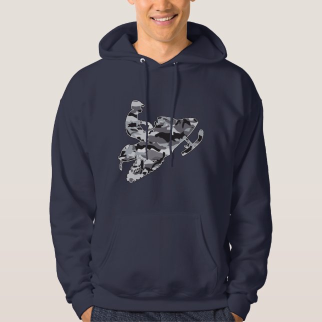 Grått Camouflage Snomobile Hoodie (Framsida)