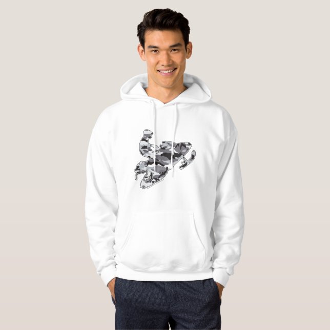 Grått Camouflage Snomobiler Hoodie (Hel framsida)