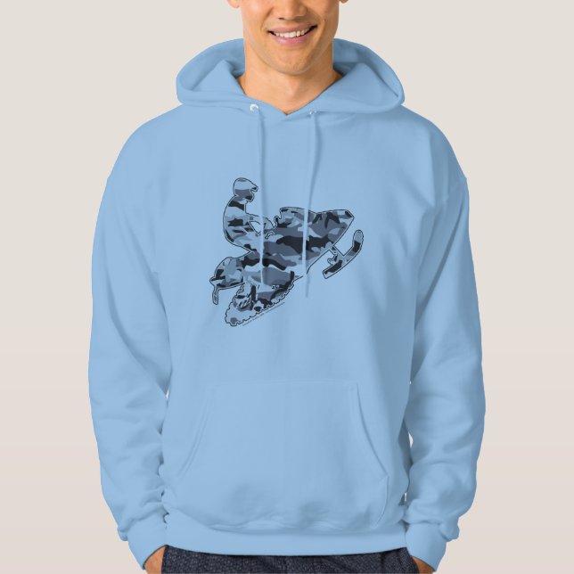 Grått Camouflage Snowmobile Hoodie (Framsida)