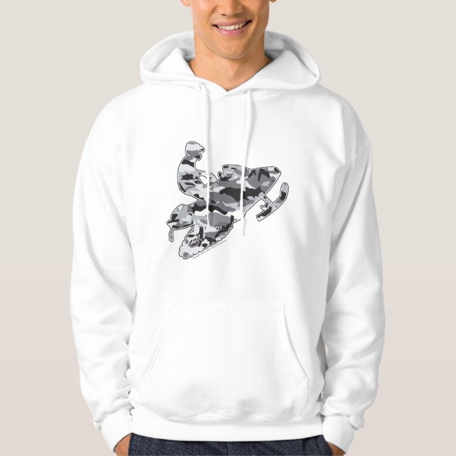 Grått Camouflage Snowmobile Hoodie (Framsida)