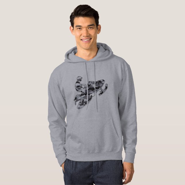 Grått Camouflage Snowmobiler Sweatshirt Med Luva (Hel framsida)