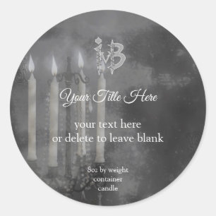 Grått Candlelight Container Candle-etikett Runt Klistermärke