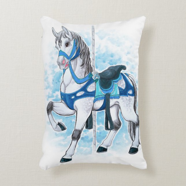 Grått Carousel Horse Pillow Prydnadskudde (Framsidan(Vertikal))