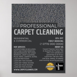Grått Carpet, Carpet Cleaner, Städning Service Poster