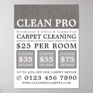 Grått Carpet, Carpet Cleaners, Städning Service Poster