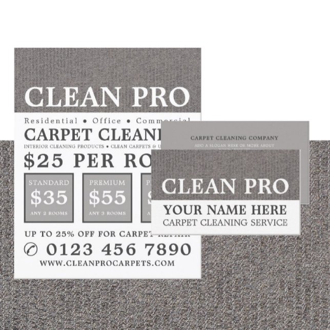 Grått Carpet, Carpet Cleaners, Städning Service Visitkort (Skapare uppladdad)