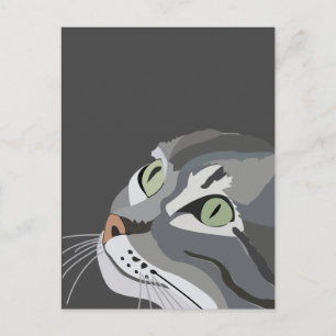 Grått Cat Ansikte Vykort