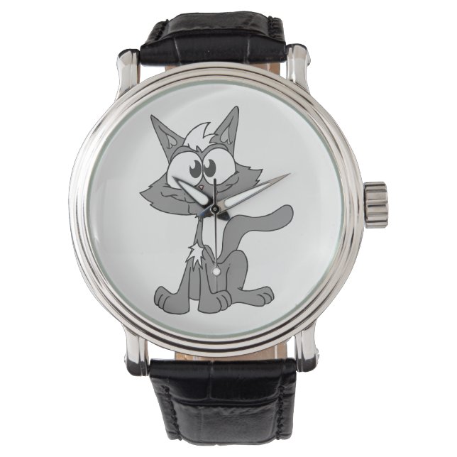 Grått Cat Armbandsur (Framsida)