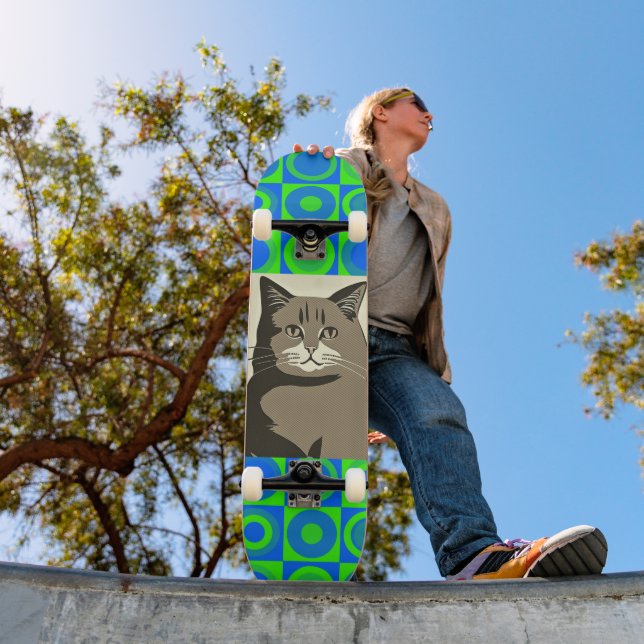 GRÅTT CAT ART SKATEBOARD (Utomhus 1)