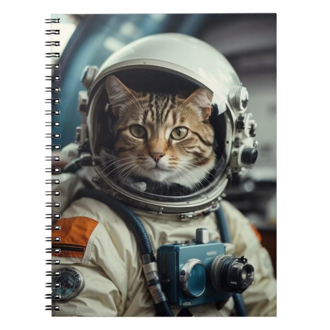 Grått Cat Astronaut i Rymden Anteckningsbok (Framsidan)