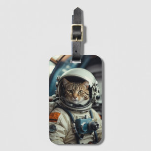 Grått Cat Astronaut i Rymden Bagagebricka
