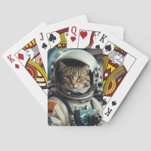 Grått Cat Astronaut i Rymden Casinokort