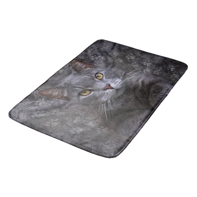 Grått Cat Badrumsmatta (Vinklad)