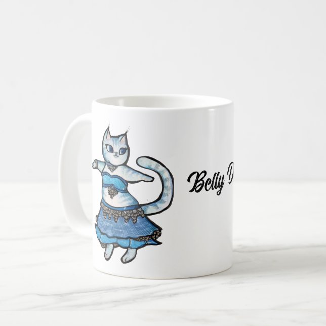 Grått Cat Belly Dancer Kaffemugg (Framsida vänster)