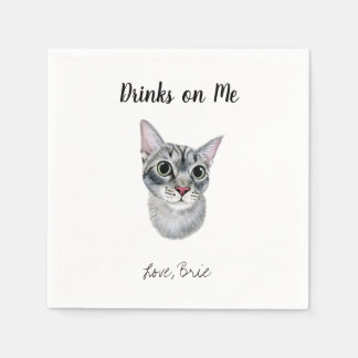 Grått Cat Bröllop Cocktail Napkins Pappersservett