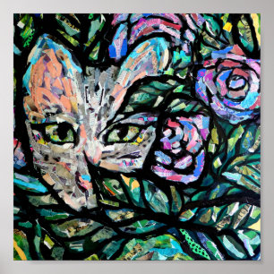 Grått Cat Collage Art Kattunge Collages Poster