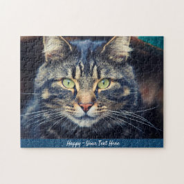 Grått Cat eller lägg till din favoritfotogåva Ge Pussel