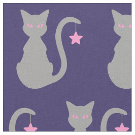 Grått Cat Fabric Tyg